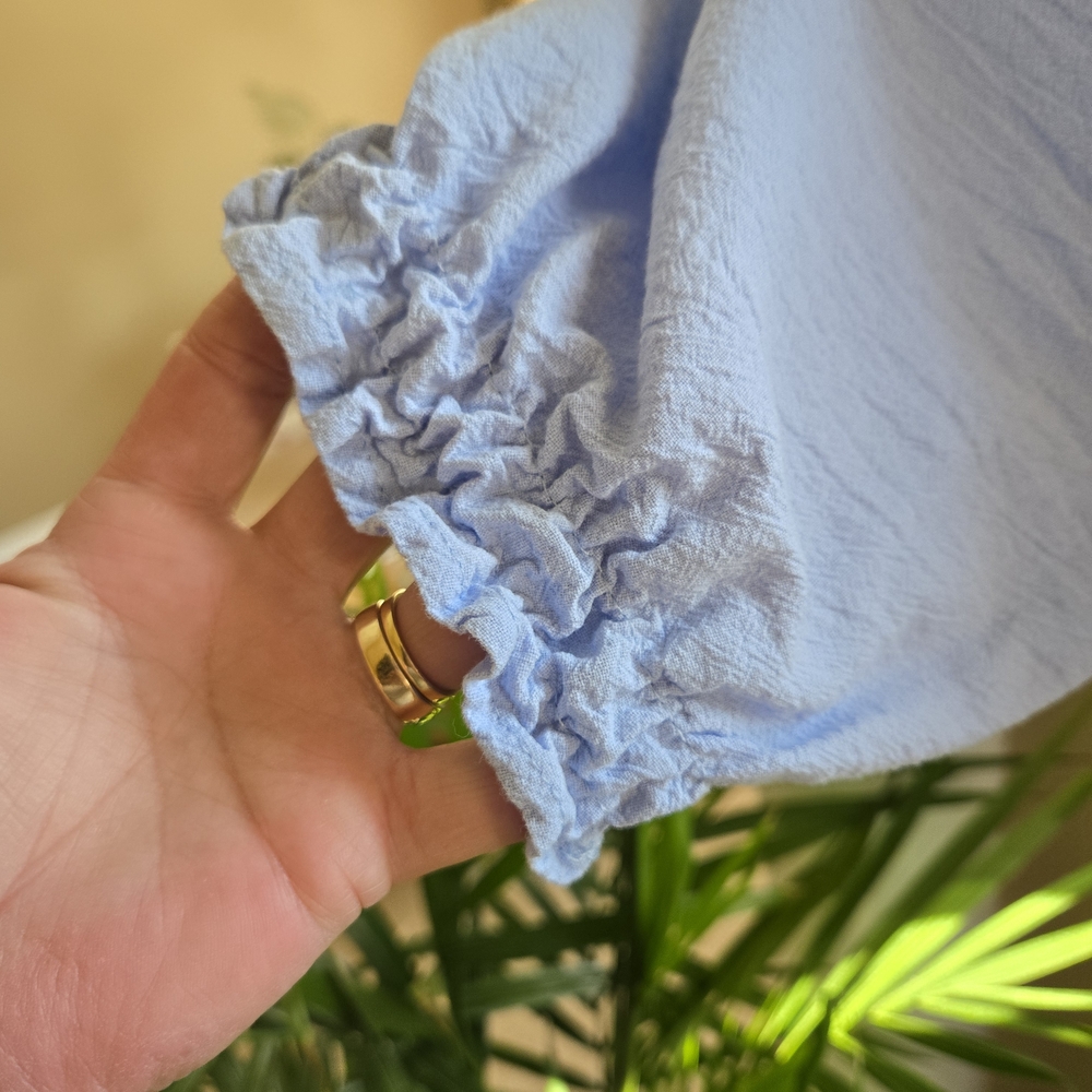Shein Lune Light Blue Smocked Bodice Dress - Picture 5 of 9